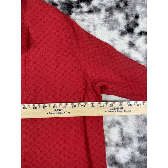 J Jill Open Cardigan Hoodie Womens Size Large‎ Red Geometric Cotton Lined Casual - Picture 3 of 10